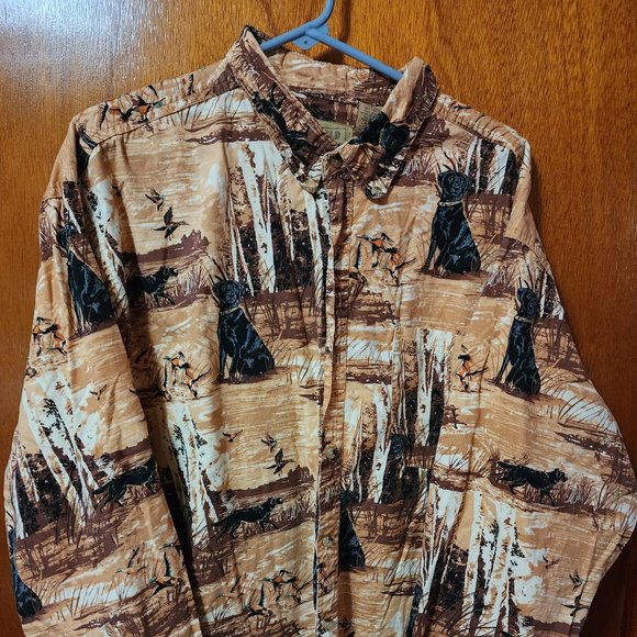 Men's 2XL Outdoor Life Black Lab And Duck Print Long Sleeve Button Down Shirt - Picture 1 of 10